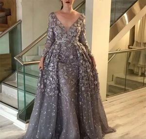 Vestidos grises vintage para madre de la novia 2023 Una línea Mangas largas Madrina formal Noche Fiesta de bodas Vestidos para invitados Tallas grandes por encargo