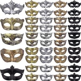 Vintage Grec Romain Masques Halloween Mascarade Carnaval Antique Demi Masque Hommes Femmes Costume Cosplay Or Argent