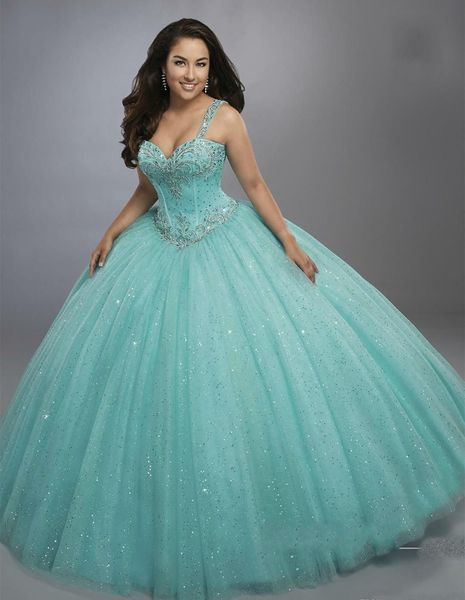 Vintage Green Ball Crystal Ball Ball Quinceanera Robe 16 Robes chérie plus taille en dentelle Prom Robes Party