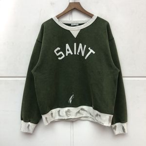 Vintage Groene Hoodie Heren Letter Gedrukt Sweatshirts Mannen Womens ColorBlock Fleece Hoodies Sweatshirt Mode Hip Hop Tops Hoodne