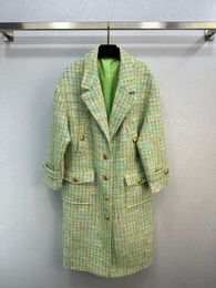 Vintage vert Long femmes manteaux Designer revers cou grosse lettre boutons femmes manteau de laine grande taille CoatsOutwear 1121101