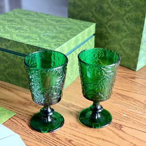 Vintage Green Vine Goblet Mugs Relief Designer Copa de vino Vaso para beber Jugo de fruta Copas para bebidas frías Home Drinkware Amantes Regalos de boda con caja