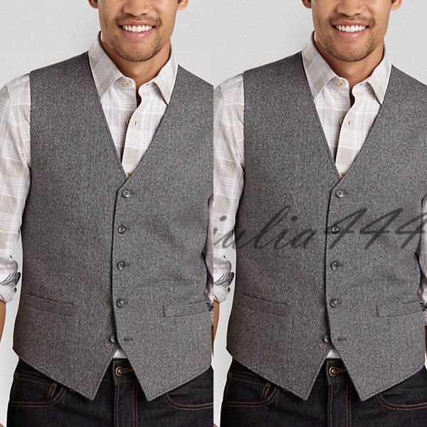 Chalecos de Tweed de lana gris Vintage, chaleco de traje delgado para hombre, chaleco de esmoquin para graduación hecho a medida, chaleco de boda para hombre, chalecos de vestir para hombre, chaleco de novio