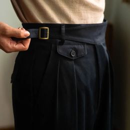 Pantalón de gurkha vintage para hombres estilo militar de alta cintura informal de pantalones rectos de primavera de otoño