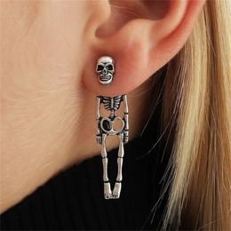 Boucles d'oreilles squelettes Halloween vintage pour femmes Gothic Punk Dark Metal Skull Drop Girl Festival Party Bijoux Gift 240422