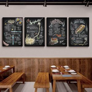 Vintage Hambourg Pizza Hotdog Food Affiches Impressions Canvas Peinture Mur Art Frises Friries Pasta Menu Cuisine Home Restaurant Decor