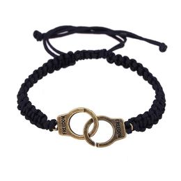 Bracelet de corde à menottes vintage Bracelet pour les hommes Femmes Couple Lock Bracelets Bracelets Bijoux Promotion Cadeau