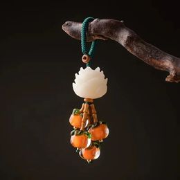 Vintage Handledhi Bodhi Lotus Flower Keychain pour femmes hommes bijoux en bois suspendues Charmes clés de perles Népal