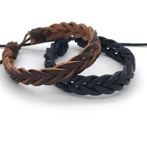 Bracelet Vintage en cuir tissé à la main, couleur marron noir, pour femmes et hommes, corde tressée réglable, amoureux, Bracelets de Couple, bijoux cadeau, prix de gros