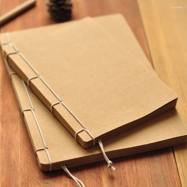 Cuaderno vintage hecho a mano, hoja de papel Kraft, cuaderno de bocetos