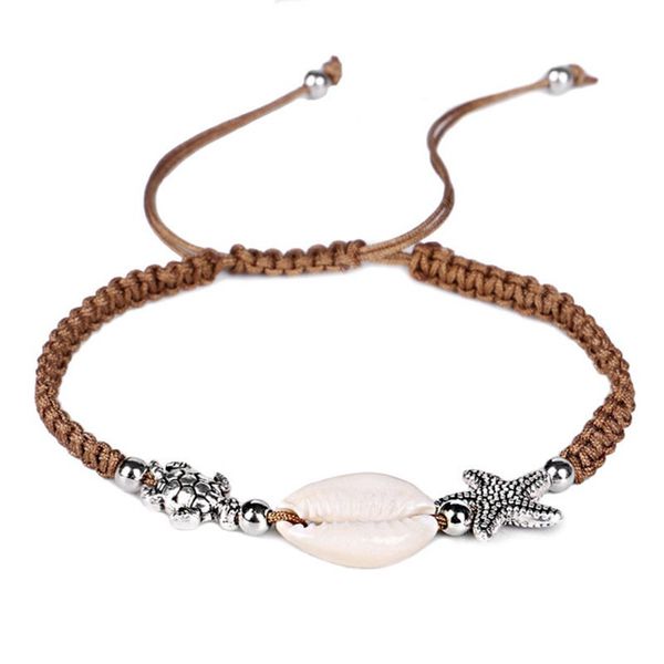 Vintage fait à la main tissé coquille perles corde bracelets pour femme étoile de mer tortue bracelet à breloques bracelet bijoux cadeaux
