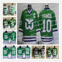Vintage Hartford Whalers Jersey 10 Ron Francis Black Green Ed 9 Gordie Howe 5 Samuelsson 26 Ferraro 11 Dineen 1 Liut Shirts Hockey Jerseys