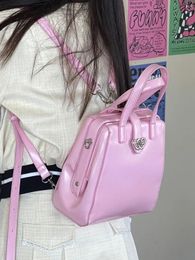 Vintage Hart Y2k Mochila Vrouwen Lederen Meisjes Handvat Roze Mini Rugzak schooltas Vrouwelijke Harajuku Zwarte Rugzakken Esthetische 240226