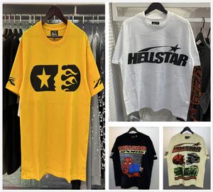 Vintage Hellstar Shirt Designer T-shirts Men T-shirt T-shirt Graphic Vêtements Hipster Washed Fabric Street Graffiti Cracking Geometric Match Hell Star Shirt