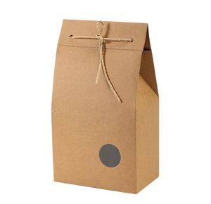 Vintage henneptouw Kraft papieren zak met ronde raamthee snoepbloemthee gedroogde fruitverpakkingsdoos