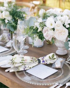 Vintage kruid bloemen textuurtafel servetten doek set zakdoek bruiloft feest placemat vakantie banket thee servetten