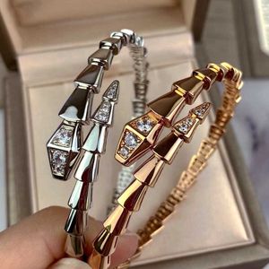 Vintage high-end sieraden Bvlgrily armband voor geliefden Hoge kwaliteit goudkop en diamanten slangenarmbandvorm Opening elastische 4DJK