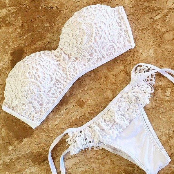 Vintage de cintura alta Bikini brasileño traje de baño mujeres vendaje trajes de baño Push Up Set marca trajes de baño traje de baño Biquini OQWJ