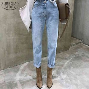 Vintage hoge taille rechte jeans voor vrouwen rits dames mujer herfst casual losse vrouwelijke denim femme 10394 210508