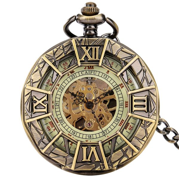 Vintage Hollow Mechanical Pocket Watch Luxury Pendant chaîne de chaîne de pension