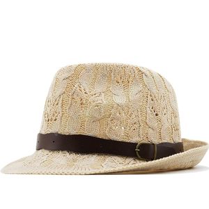 Vintage creux Panama chapeaux hommes coton Fedora mâle chapeau de soleil femmes été chapeau de plage Chapeau papa Jazz Trilby Cap Sombrero