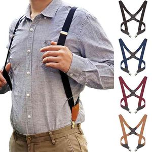 Vintage Holster-Style Elastic Side Clip For Men Accessories Cross-Over Back Adult Strap Suspenders 105x25cm