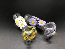 Vintage Honeybee Rose Folwer Glass Smoking Pipe Calidad cachimba bong Original Glass Factory Made puede poner el logotipo del cliente por DHL UPS CNE