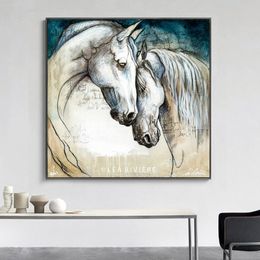 Vintage Horse Love Painting Animal Art Prints schilderen op canvas voor woonkamer muur decoratieve foto's klassieke posters en prints niet -ingelijst