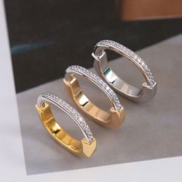 Vintage Hot Brand Half Diamond Dames sieraden voor vrouwelijke ontwerper Pure Sterling Sier Lady Party Lock Rings Gift Top Kwaliteit