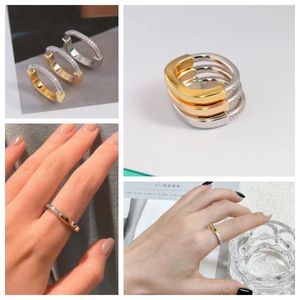 Couple Lock Vintage Hot Brand Half Diamond Women's Jewelry for Women Designer Pure Sterling Sier Lady Party Lock Rings Gift Top Quality