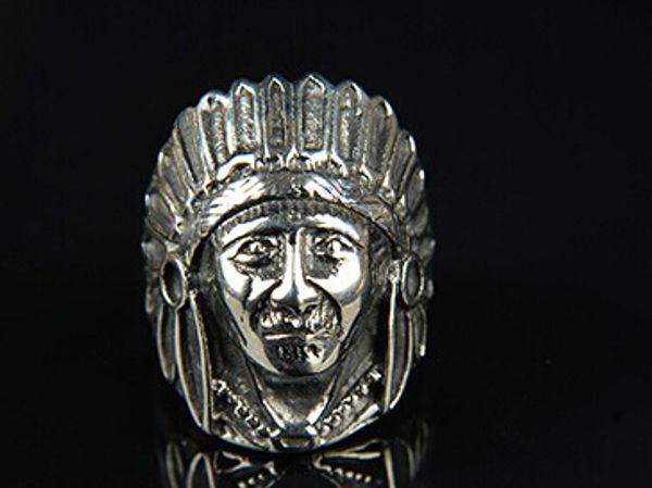 Anillo de cabeza de jefe indio vintage estilo punk inconformista accesorios de joyería frescos regalo de Navidad venta caliente al por mayor envío gratuito con DHL