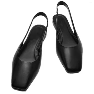 Vintage Indie folk sandaux elmsk square toe seins plats authentiques chaussures en cuir fête des femmes bureau