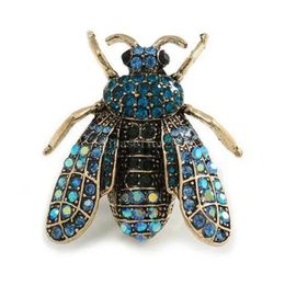 Broche de mouche de cristal bleu inspiré vintage accessoires de corsage exagérés épingles masculines et femelles