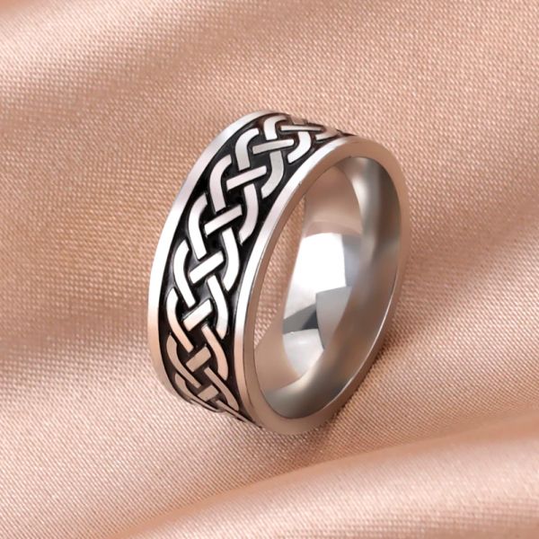 Bague Vintage avec nœud celtique irlandais pour hommes et femmes, en or noir 14 carats, Cool, bijoux de fête, cadeau, nouveauté 2024