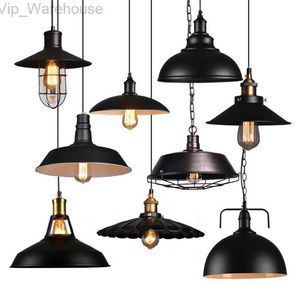 Vintage Ijzer Zwart E27 Hanglampen Nordic Industriële Wind Loft Hanglamp Voor Restaurant Keuken Bar Woonkamer Home Decor HKD230825