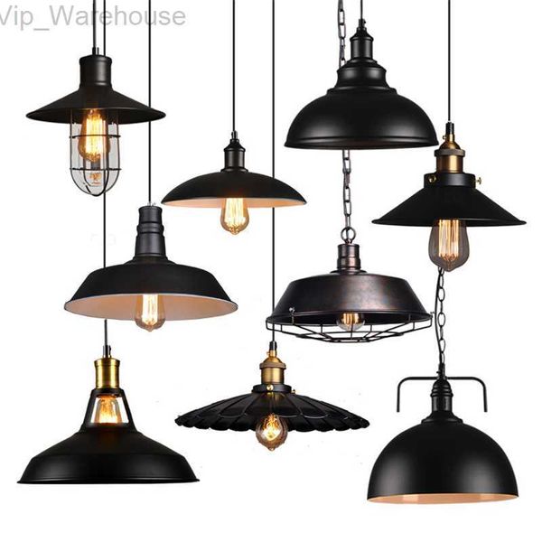 Vintage fer noir E27 pendentif lumières nordique industriel vent Loft lampe suspendue pour Restaurant cuisine bar salon décor à la maison HKD230825