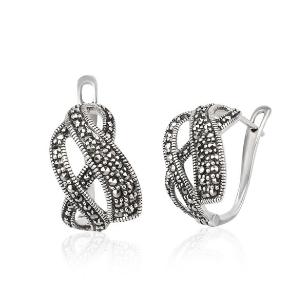 Boucles d'oreilles à tige en marcassite irrégulières vintage Bijoux en argent sterling 925 pour femmes