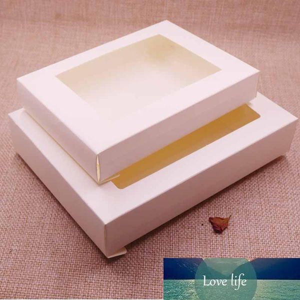 Boîte cadeau Vintage/ivoire en papier Kraft, paquet avec fenêtre en Pvc transparent, emballage d'exposition de bonbons, artisanat d'art, 10 pièces