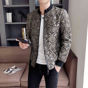 Vintage jas Jaqueta Masculina Jacquard Jacket Men Zipper Bomber Jas