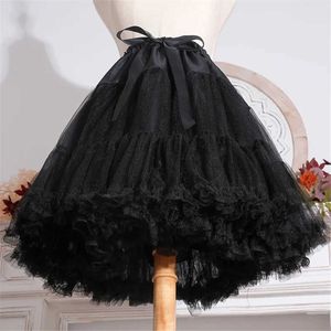 Vintage japonais gothique noir cosplay jupon lolita tutu jupe robe de bal joli ballet bas jupe courte mignon kawaii 210619