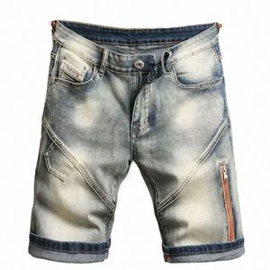 Vintage Jeans Splicing Shorts mannen Zomer Nieuwe Fi Hip Hop Rechte Vervallen Knie Denim Broek Mannelijke Streetwear m5vh #
