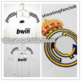 Camiseta vintage 0809 Equipo de fútbol Real Madrid local blanco español Raúl 7 Príncipe de Bernabeu Robben 4 camisetas de fútbol clásicas Messis Beckham Vintage hombres fanáticos camisa corta