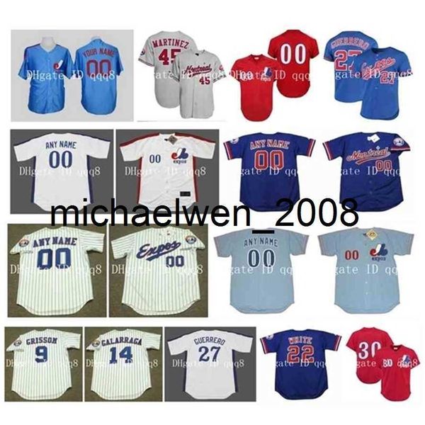 Vintage Jersey VLADIMIR GUERRERO GARY CARTER CLIFF FLOYD JOSE CANSECO PEDRO MARTINEZ TIM RAINES RONDELL WIT Retro honkbal