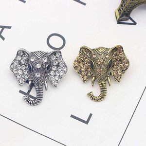 Vintage sieraden grote olifant vergulde broche voor vrouwen kristal strass dier badge pak sjaal pin legering broches