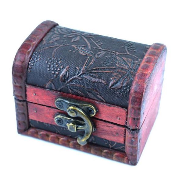 Boîte à bijoux Vintage organisateur mallette de rangement Mini bois fleur motif métal conteneur fait à la main en bois petites boîtes SN361