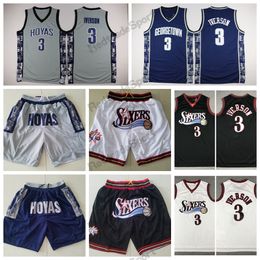 Vintage Just Iverson Don Allen Georgetown Hoyas Basketbal Shorts College Pocket Broek Sport Retro Zwart Hip Hop Wit Grijs Heren Rits Gestikt Logo S-XXL