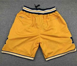 Vintage Just Don Basketbal Shorts Pocket Broek Sport Retro Bck Hip Hop Rood Paars Geel Heren Rits Alle Team Gestikt S-XXL