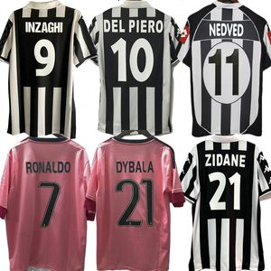 Maillot de football vintage Juventus 1997 98 99 00 Del Piero Davies Zidane Maillot de football 11 12 Pirlo Chiellini Buffon 14 15 16 Ronaldo Dybala Pirno Pogba Maillot rose