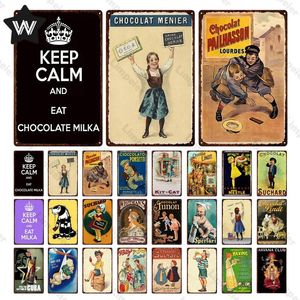 Vintage Kid Snacks Metal Sign Chocolat Menier Wall Sticker Chocolat Tin Plaque Wall Art Shabby Metal Plate for Home Store Art Decor 30x20cm W01