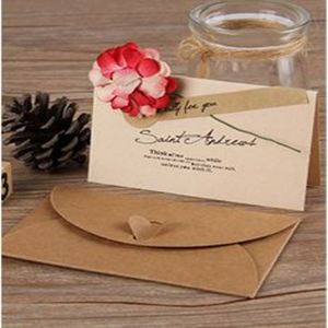 Sobres de papel Kraft vintage para invitaciones de negocios, sobres tipo billetera con letras postales